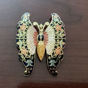 Vintage cloisonne butterfly gold tone red blue black gold The Museum Company